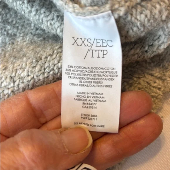 CAbi Tilt Cardigan Cotton Blend Oversized Sweater Tan and Gray XXS - Picture 10 of 15